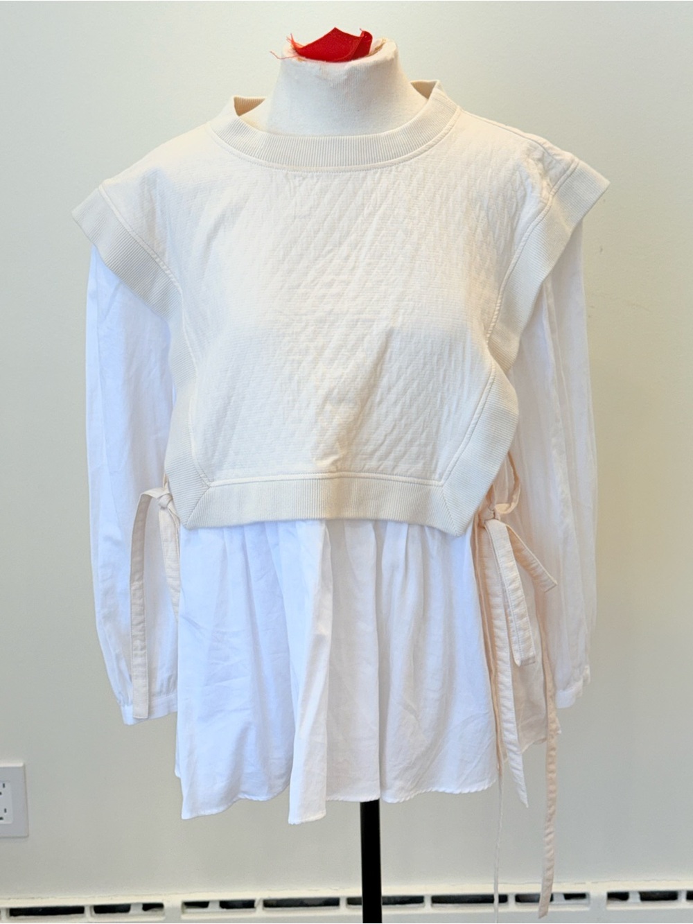 ZARA - new with tags Ivory Layered Tie-Side Women’s Top - size Large